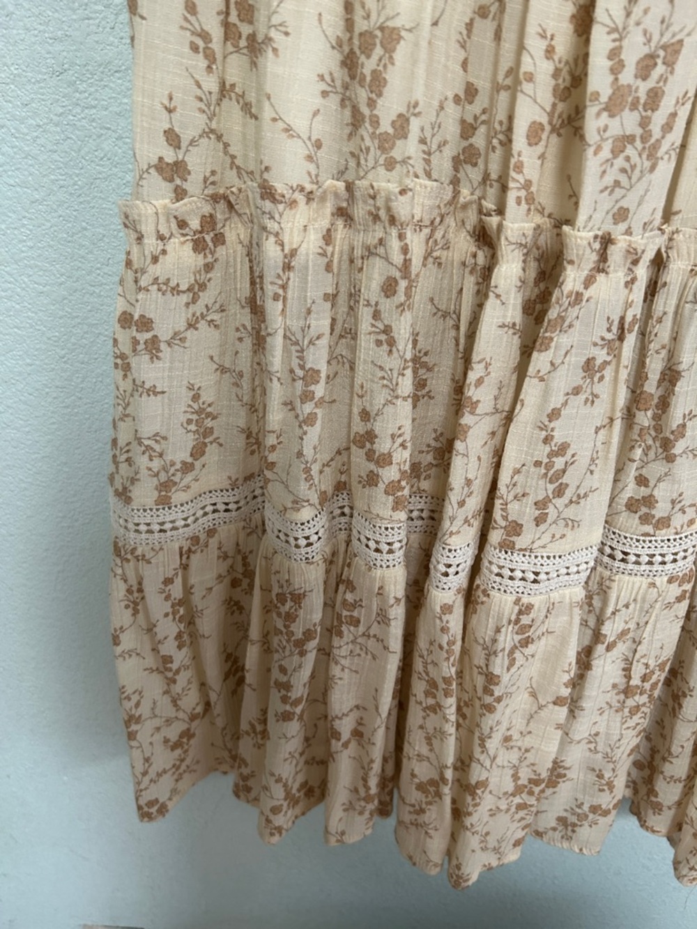 By the River Cream Floral Tiered Midi Dress - Picture 5 of 6